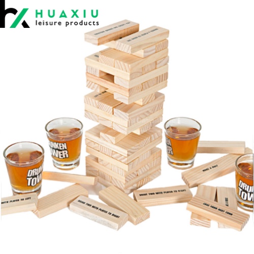 wood drinking block game drunken tower