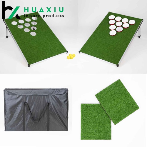 beer pong golf golf pong game Indoor or Outdoor Chipping Game with Portable Boards, Turf Mats, Balls, and Cups
